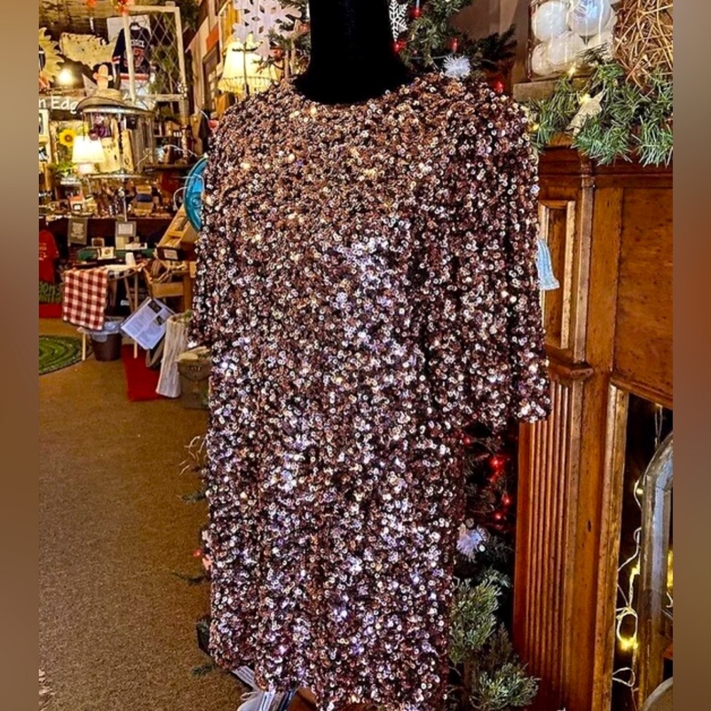 Easel Sparkly Rose Tunic Top